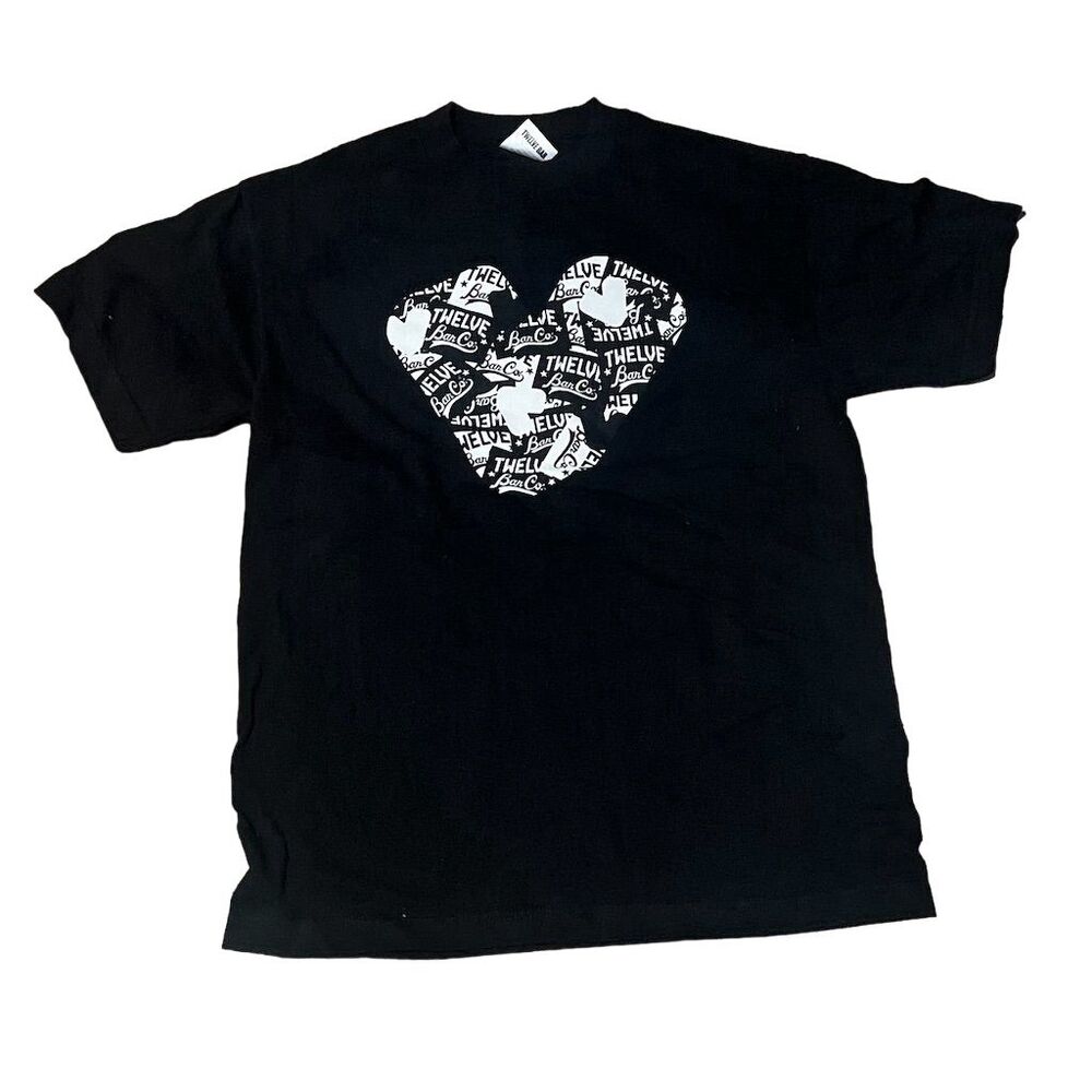 La Pop Art Men's Word Art Heart T-Shirt Black Medium Graphic Print